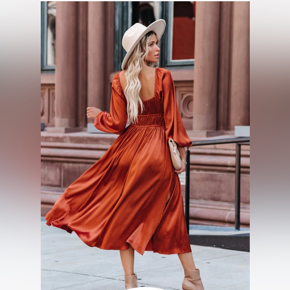 Rust satin Vici dress
